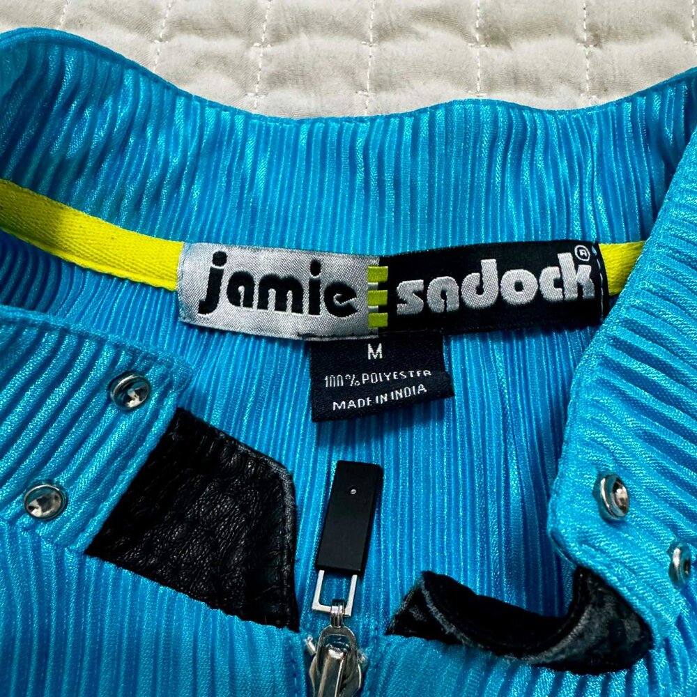 jamie sadock Aqua Blue Zip Collar Golf Shirt Size Medium - Picture 2 of 4
